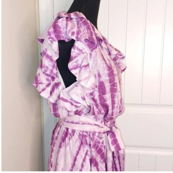 (NWT) LINI Ruffled Tie-Dye Mini Dress Large - Picture 3 of 9